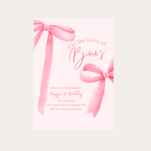 Editable For The Love of Bows Invitation