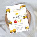 Editable Let’s Dig Up Some Fun First Birthday Invitation