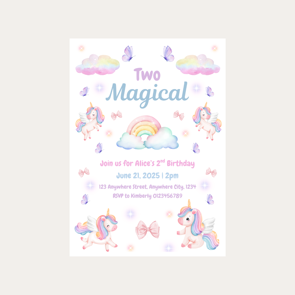 Editable Two Magical Birthday Invitation