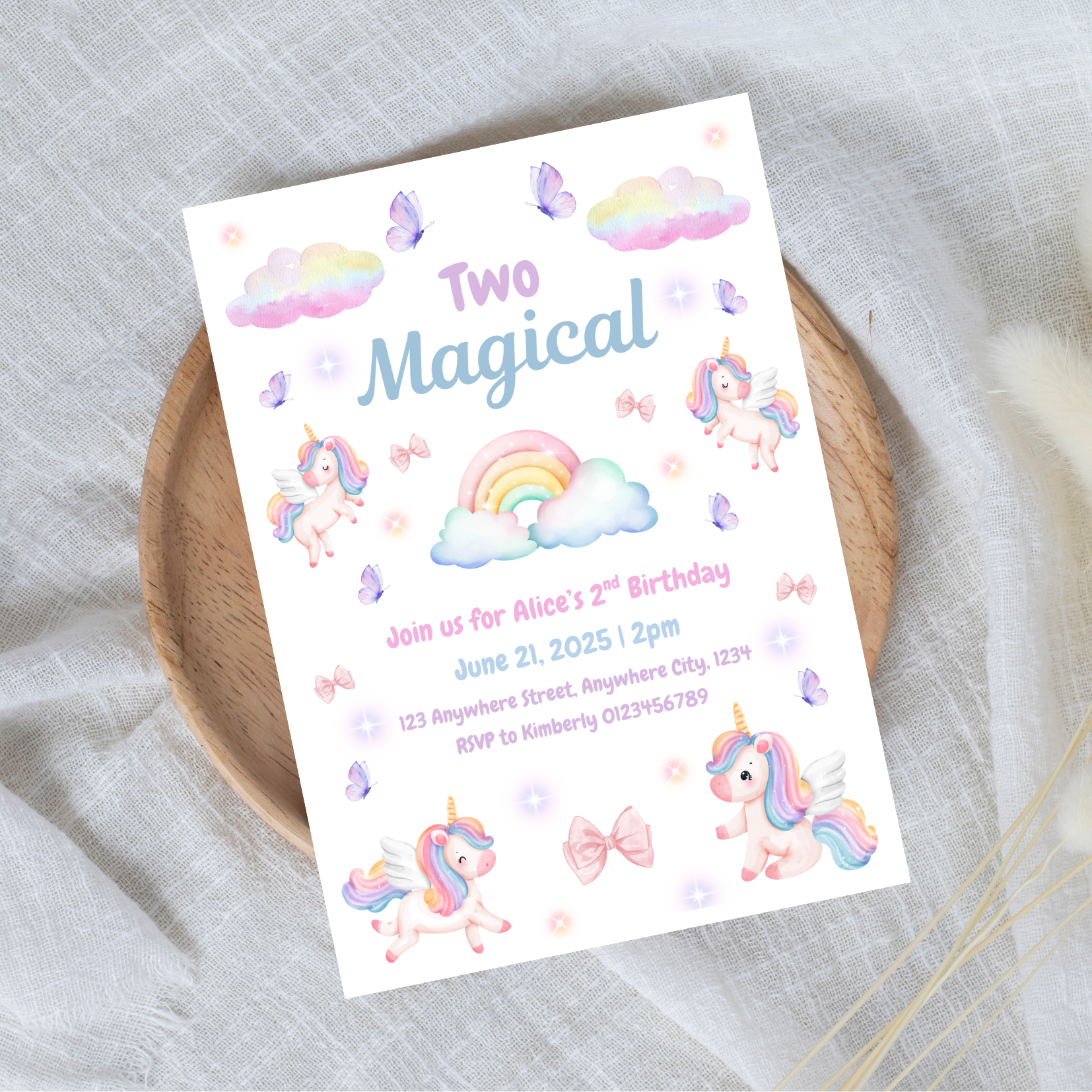 Editable Two Magical Birthday Invitation