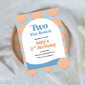 Editable Two the Beach Birthday Invitation