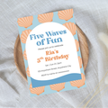 Editable Five Waves of Fun 5th Birthday Invitation