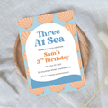 Editable Three at Sea 3rd Birthday Invitation