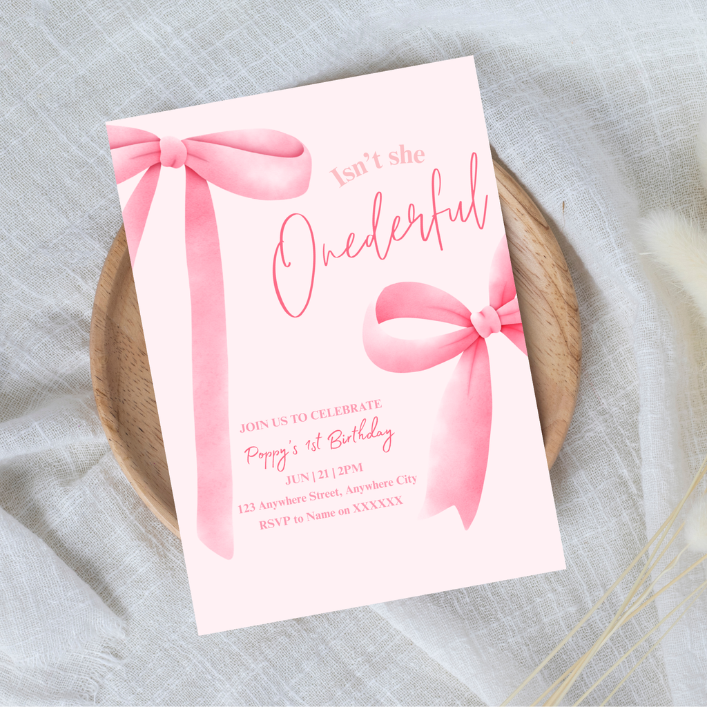Editable Isn't She Onederful Birthday Invitation