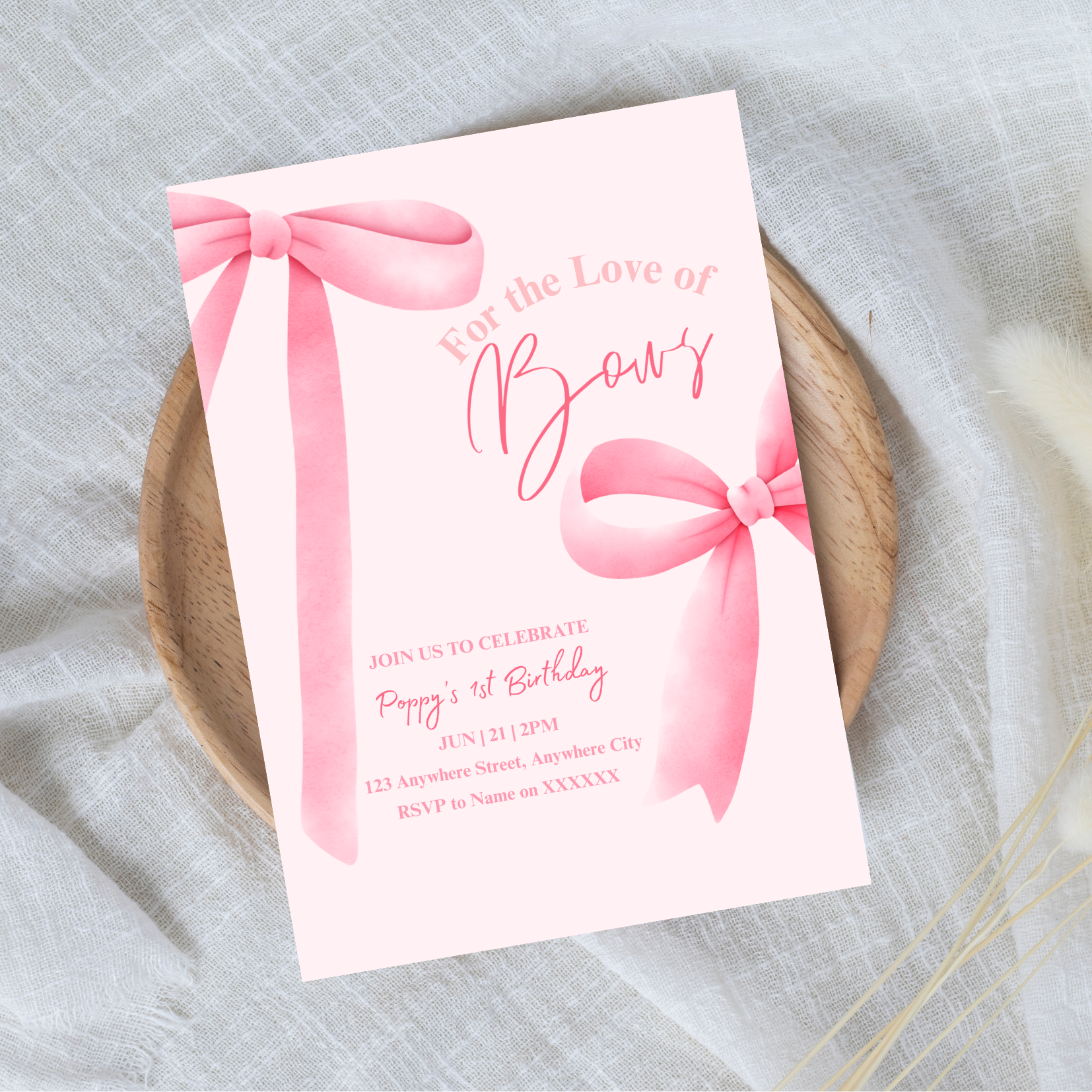 Editable For The Love of Bows Invitation