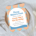 Editable Four Shore Fun 4th Birthday Invitation