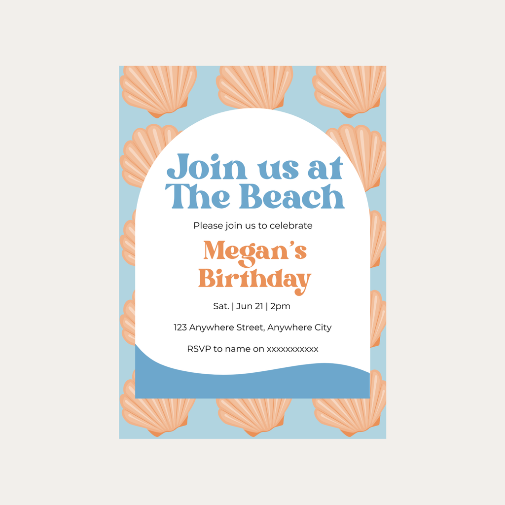Editable Join Us at the Beach Birthday Invitation