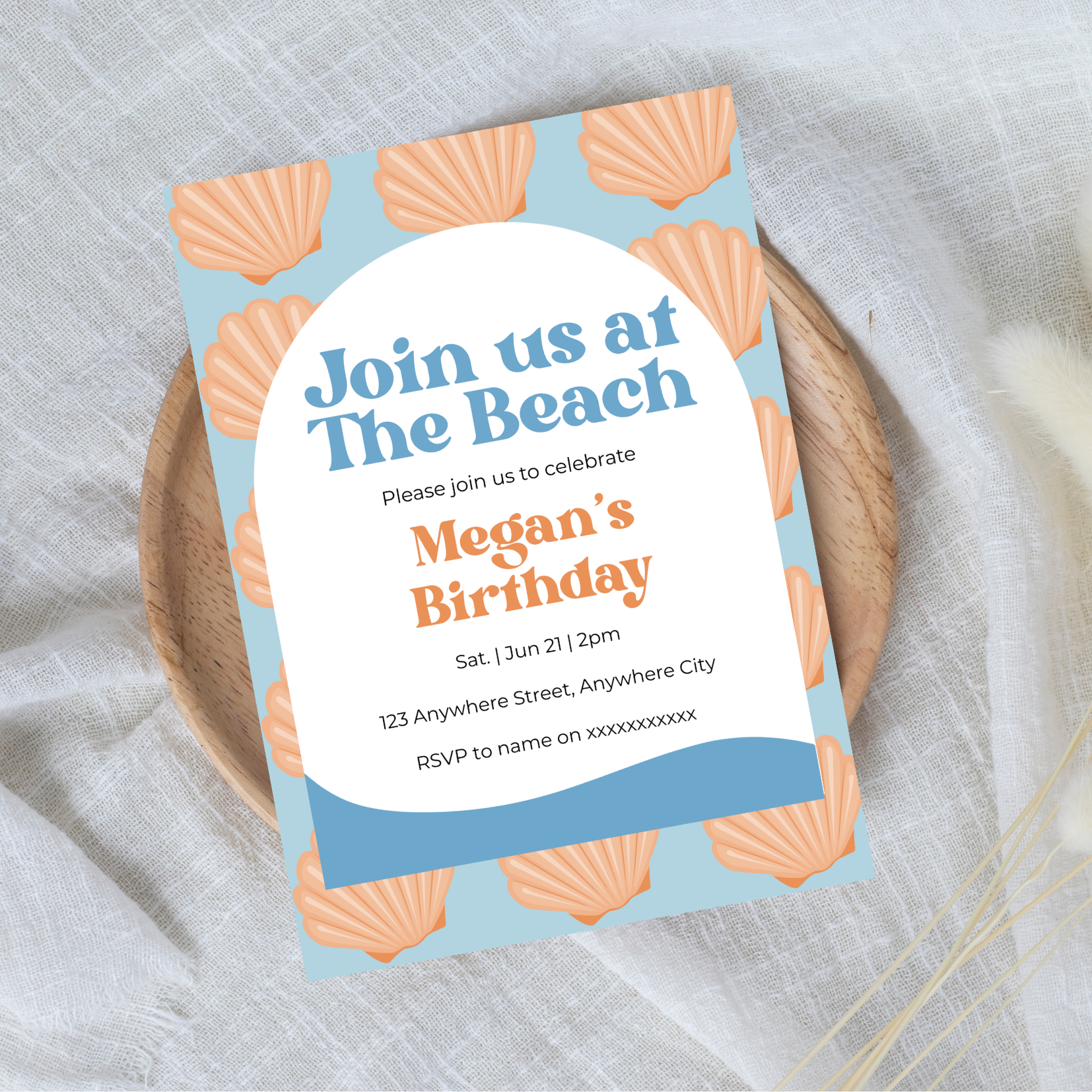Editable Join Us at the Beach Birthday Invitation