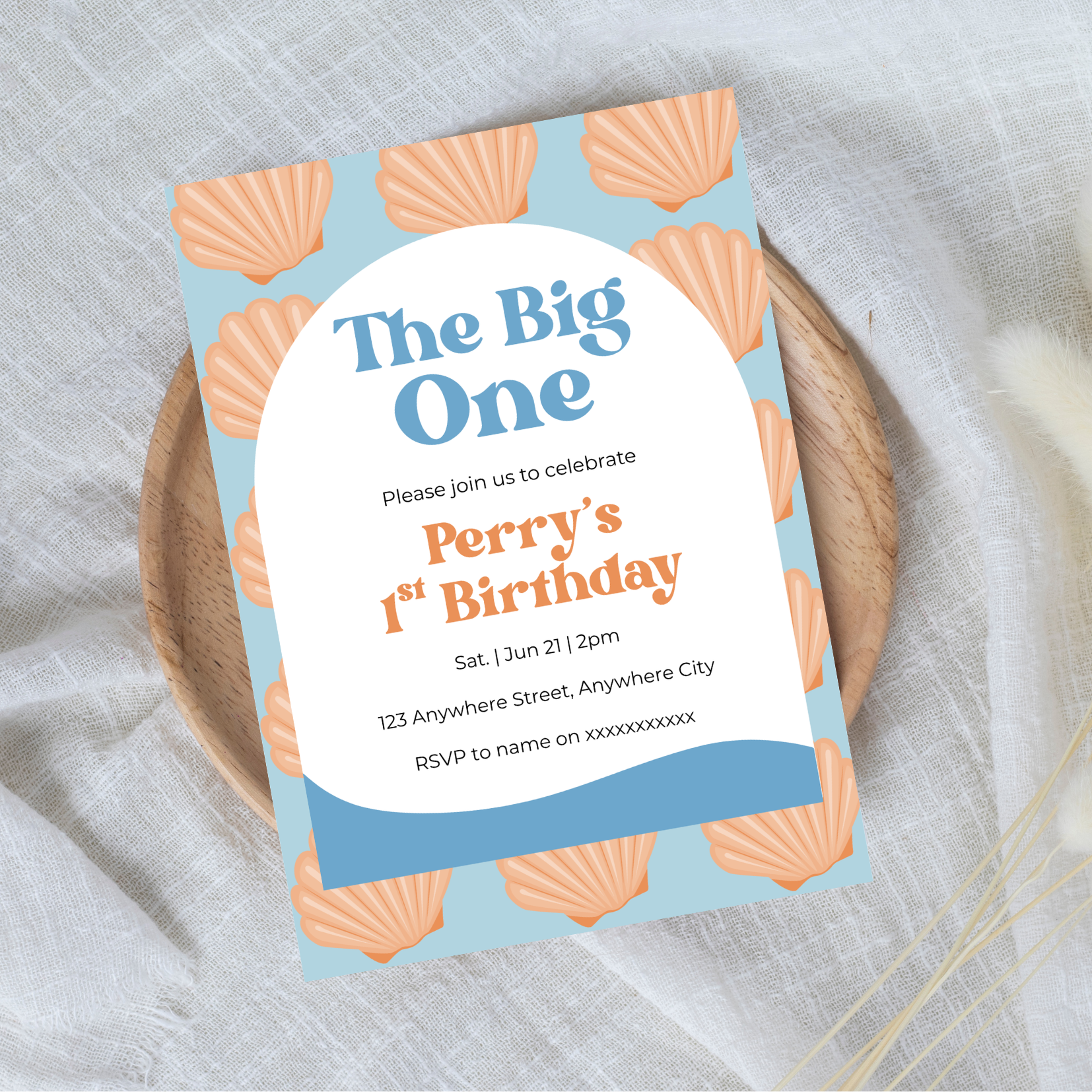 Editable The Big One 1st Birthday Invitation