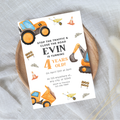 Editable Stop the Traffic Construction 4th Birthday Invitation