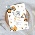Editable Stop The Traffic Construction 5th Birthday Invitation