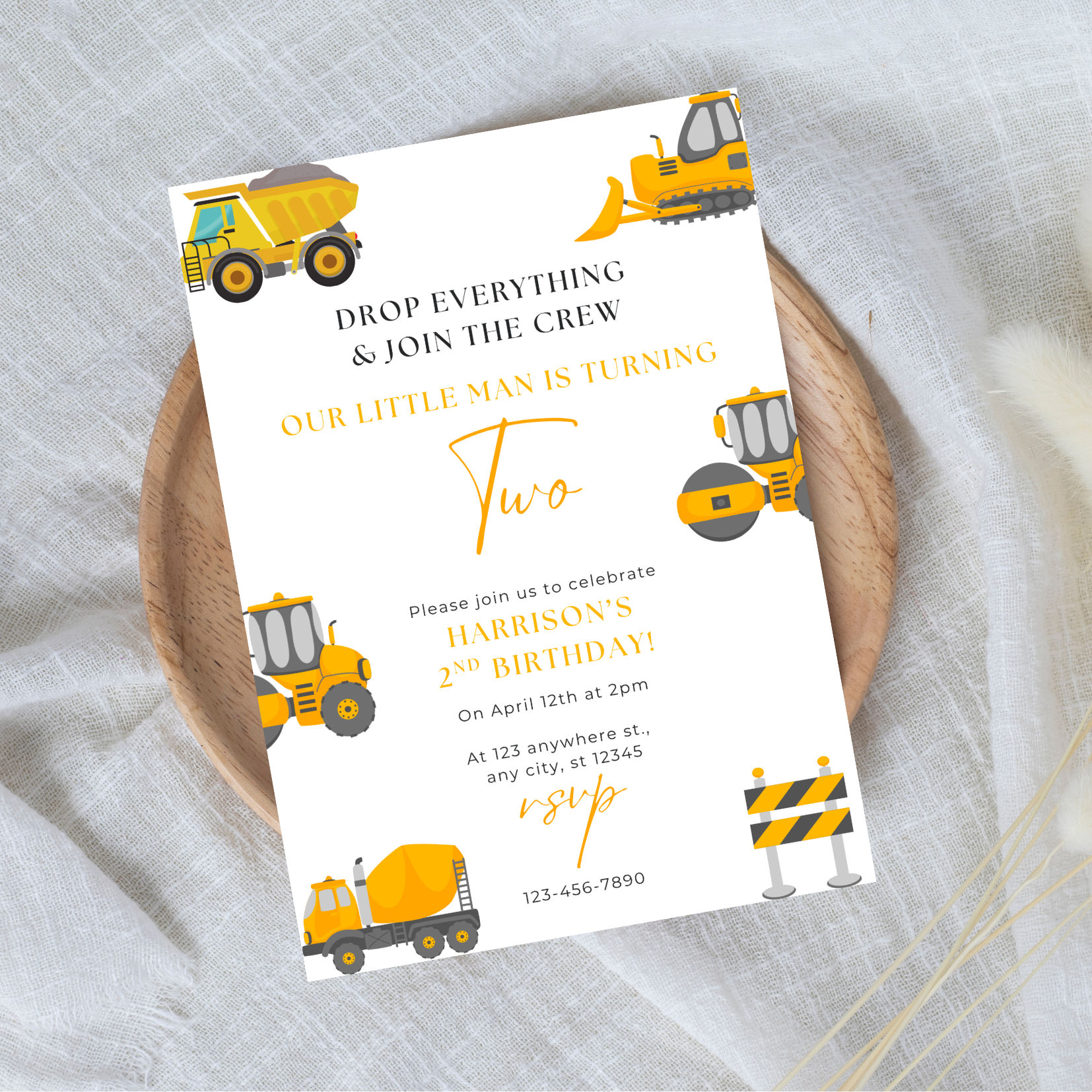 Editable Two the Crew Birthday Invitation